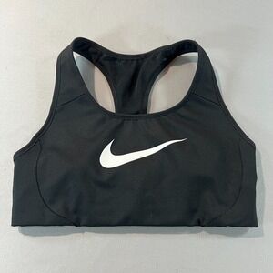 Nike Sports Bra Black Women's XS Dri-FIT Racerback Medium‎ Support Swoosh Logo